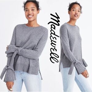 MADEWELL Tie-Cuff Gray Pullover Sweater - XSmall
